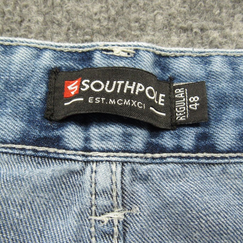 Southpole Shorts Men 48x12 Distressed Jean Blue Baggy Hip Hop Skate Jorts Faded - Picture 3 of 12